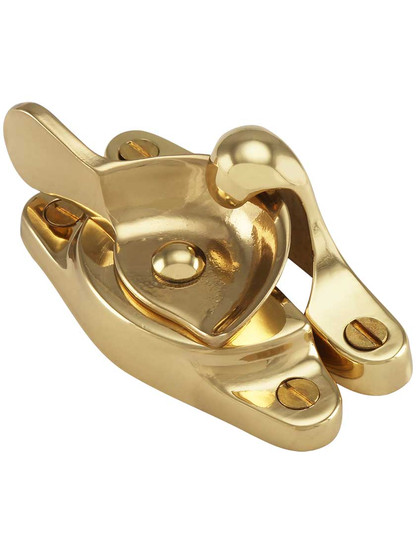Large Size Traditional Solid Brass Sash Lock in Polished Brass.